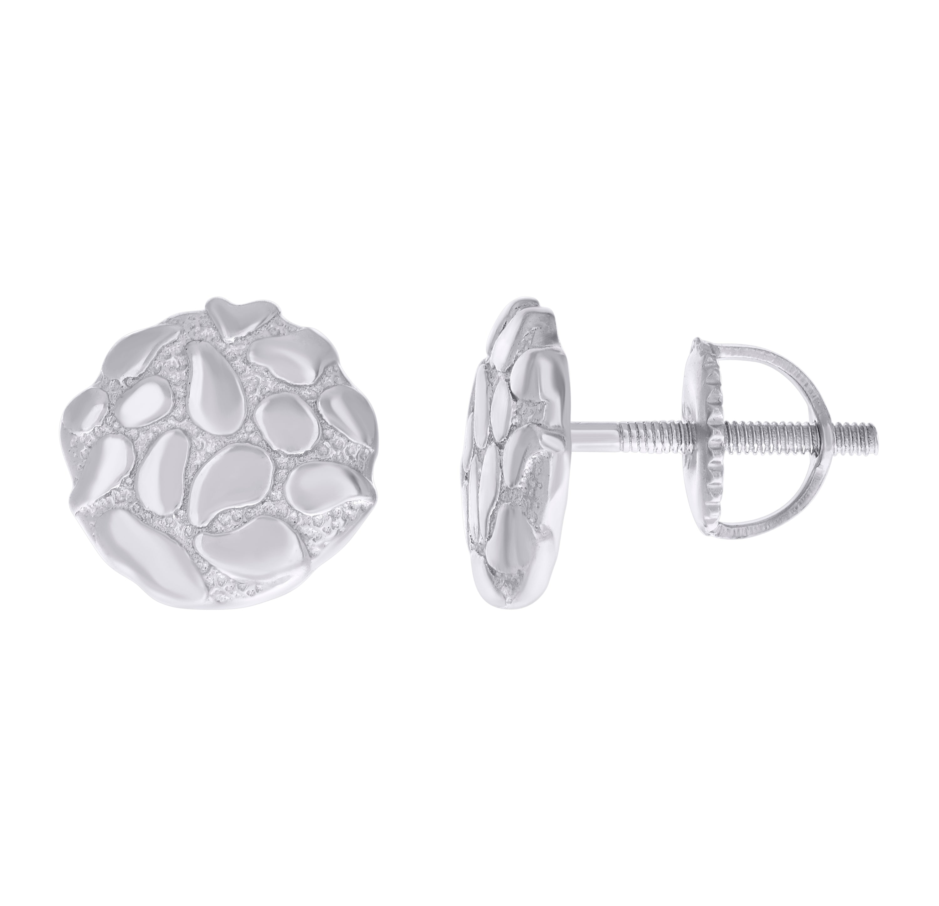 925 Sterling Silver Unisex Nugget Stud Earrings