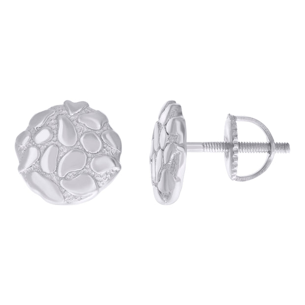 925 Sterling Silver Unisex Nugget Stud Earrings