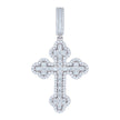 925 Sterling Silver Mens Baguette Round Cubic-Zirconia Cross Religious Charm Pendant