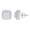 925 Sterling Silver Womens Baguette Round Cubic-Zirconia Square Stud Earrings