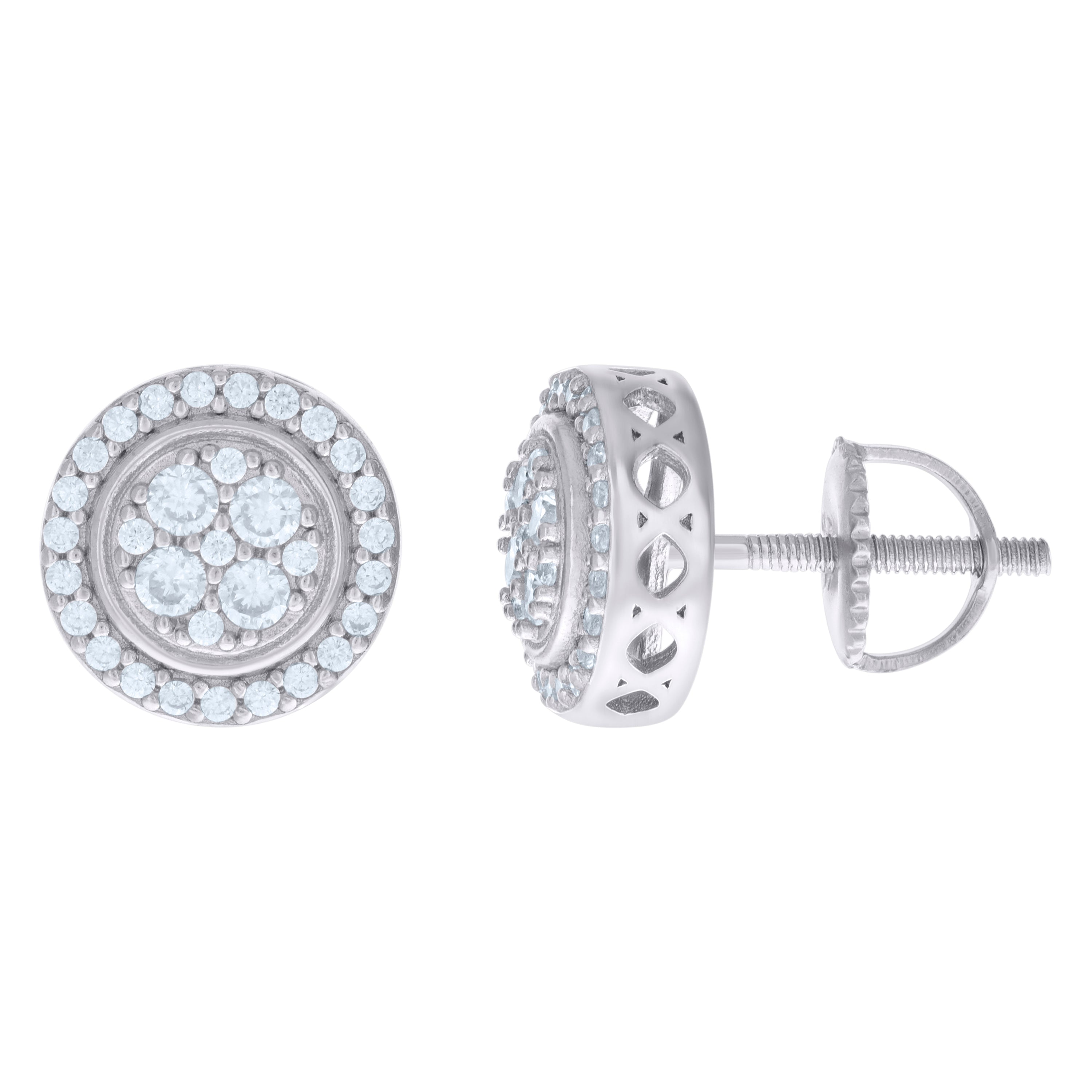 925 Sterling Silver Womens Cubic-Zirconia Fashion Stud Earrings
