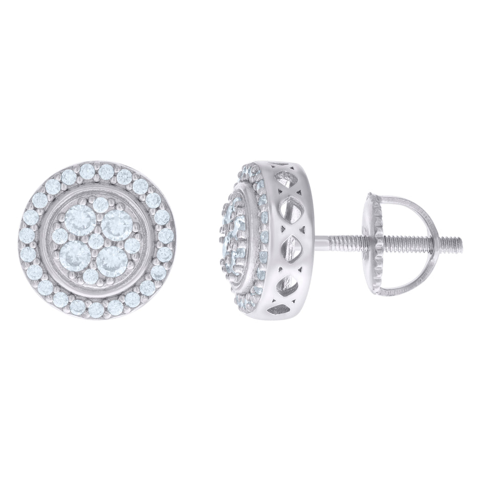 925 Sterling Silver Womens Cubic-Zirconia Fashion Stud Earrings