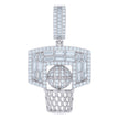 925 Sterling Silver Mens Baguette Round Cubic-Zirconia Basketball Sports Charm Pendant