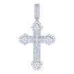 925 Sterling Silver Mens Baguette Round Cubic-Zirconia Cross Religious Charm Pendant
