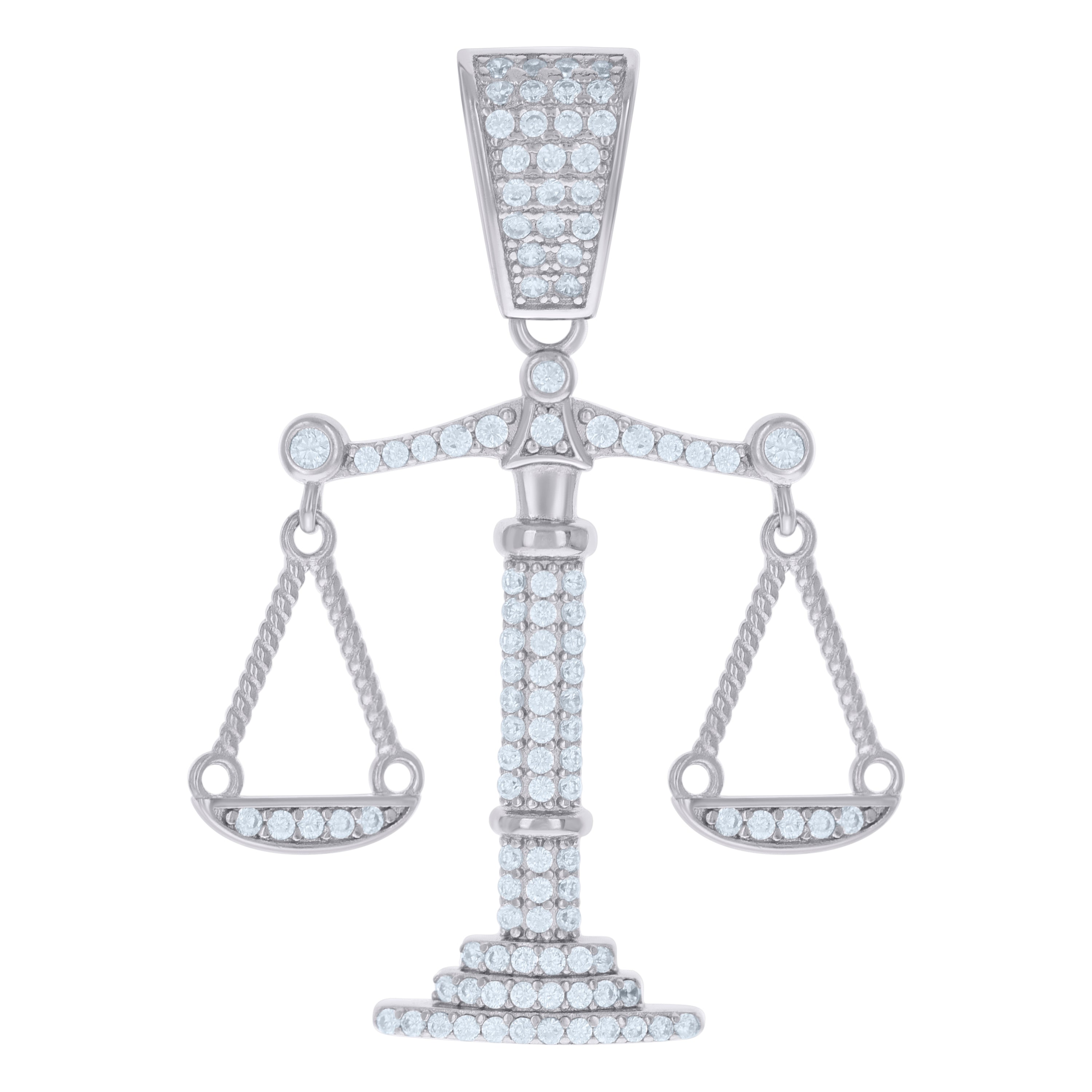 925 Sterling Silver Mens Cubic-Zirconia Scales of Justice Symbols Charm Pendant