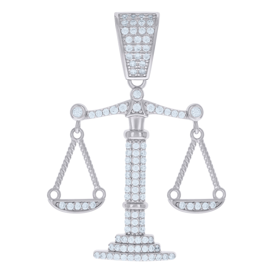 925 Sterling Silver Mens Cubic-Zirconia Scales of Justice Symbols Charm Pendant
