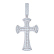 925 Sterling Silver Mens Baguette Round Cubic-Zirconia Cross Religious Charm Pendant