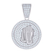 925 Sterling Silver Mens Cubic-Zirconia Praying Hands Symbol Religious Charm Pendant