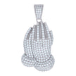 925 Sterling Silver Mens Cubic-Zirconia Praying Hands Symbol Religious Charm Pendant
