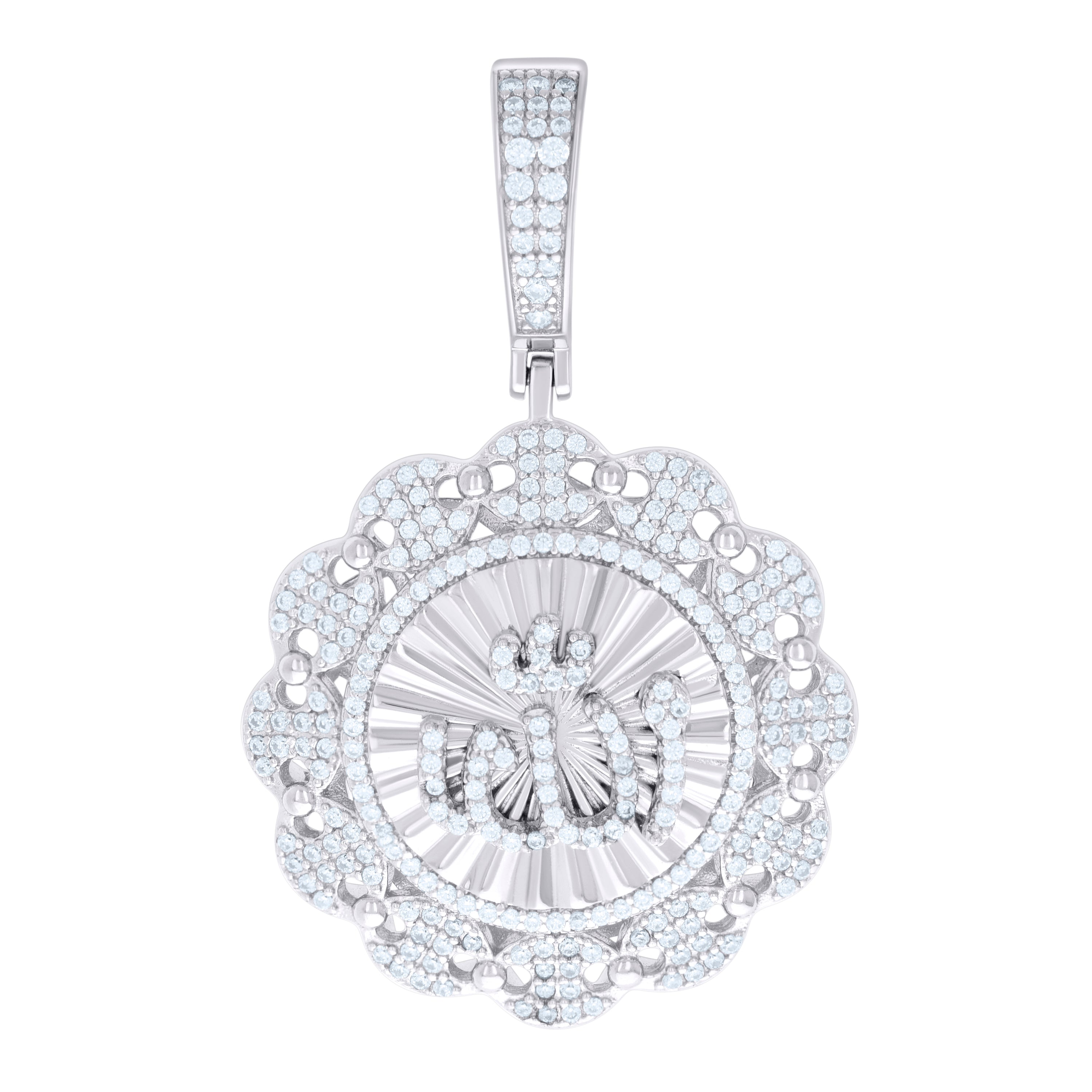 925 Sterling Silver Mens Cubic-Zirconia ALLAH Symbol Religious Charm Pendant