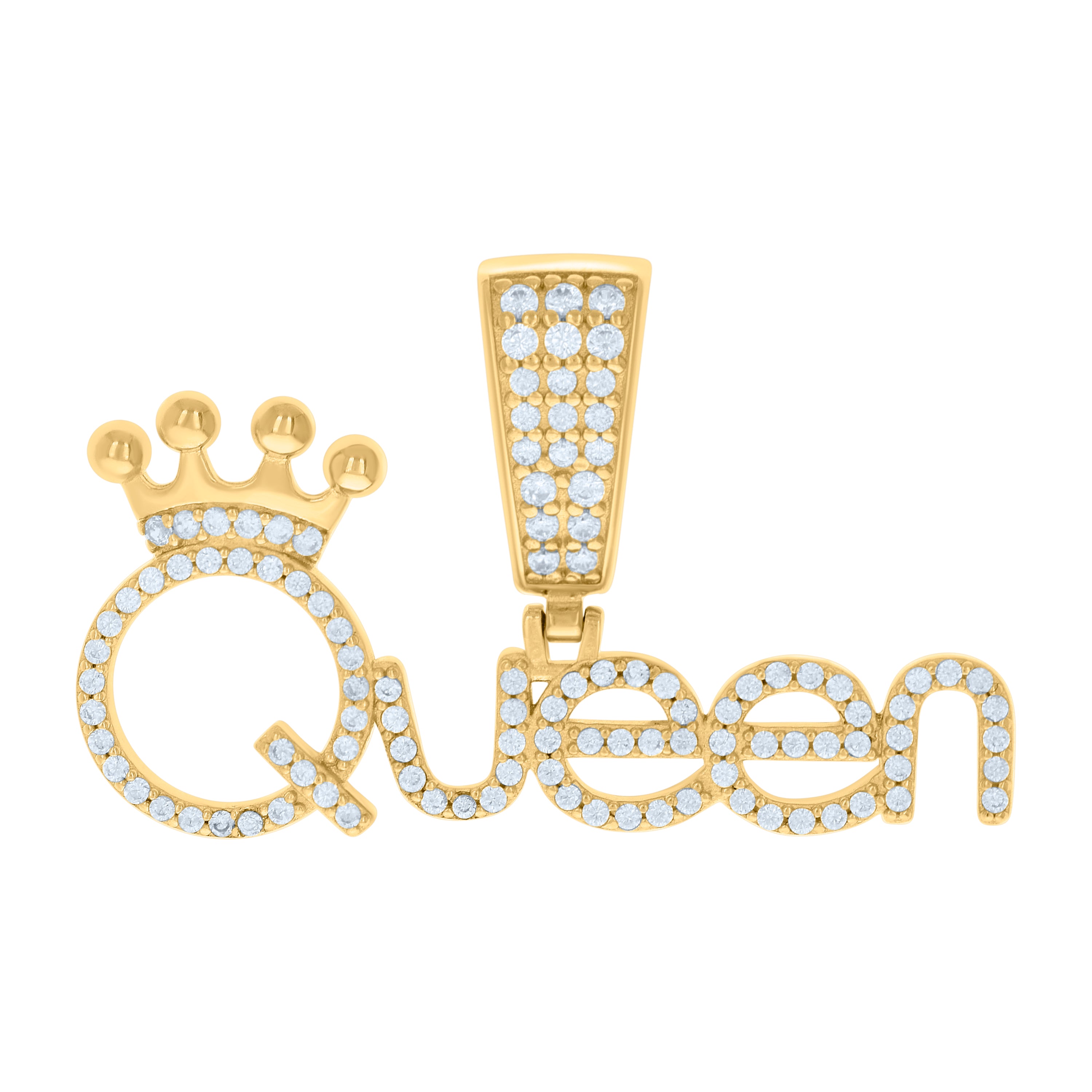 925 Sterling Silver Yellow-tone Womens Cubic-Zirconia Queen Fashion Charm Pendant