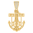 925 Sterling Silver Yellow-tone Mens Round Cubic-Zirconia Anchor Crucifix Religious Charm Pendant