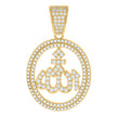 925 Sterling Silver Yellow-tone Mens Cubic-Zirconia ALLAH Symbol Religious Charm Pendant