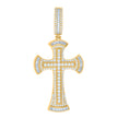 925 Sterling Silver Yellow-tone Mens Baguette Round Cubic-Zirconia Cross Religious Charm Pendant