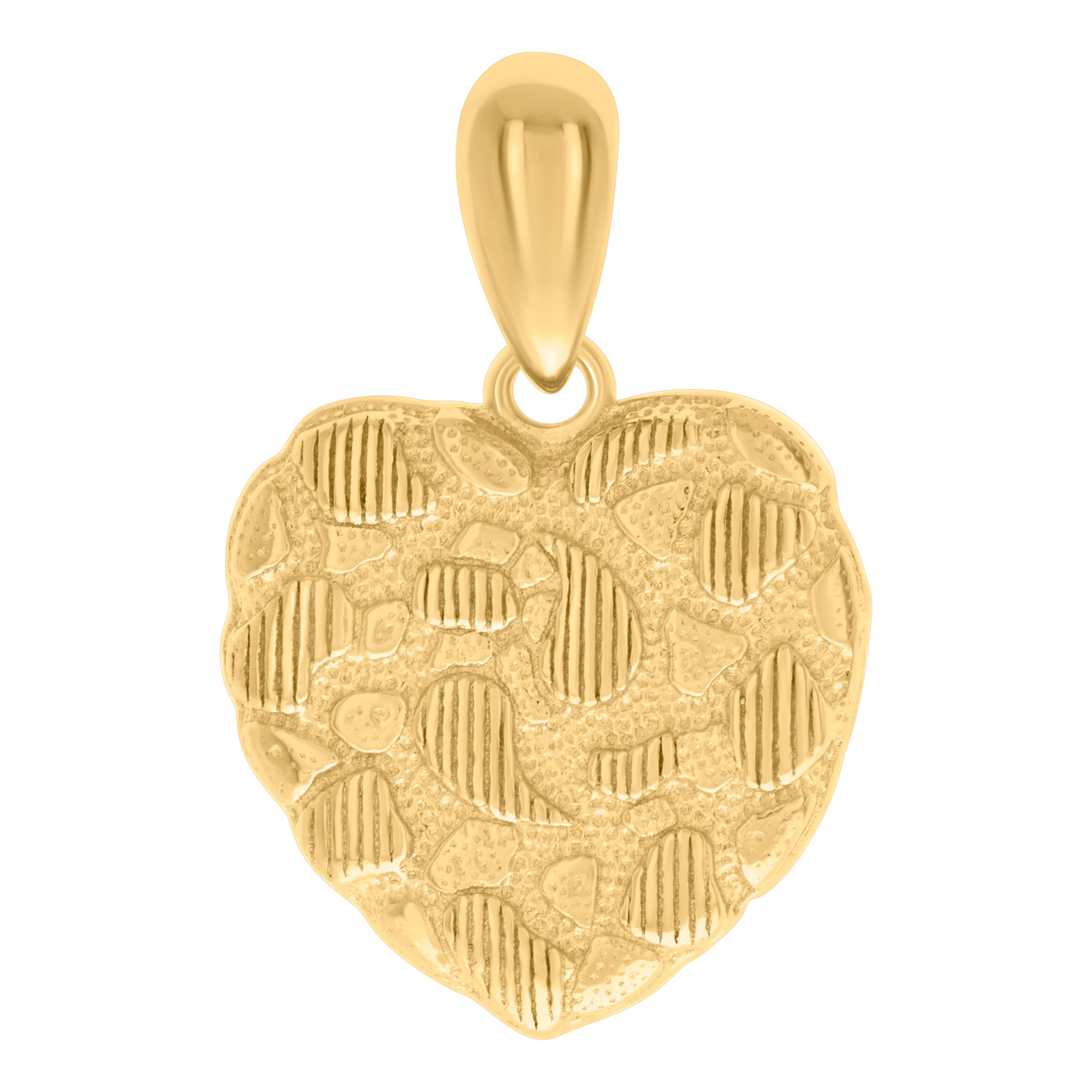 925 Sterling Silver Yellow-tone Womens Nugget Heart Charm Pendant
