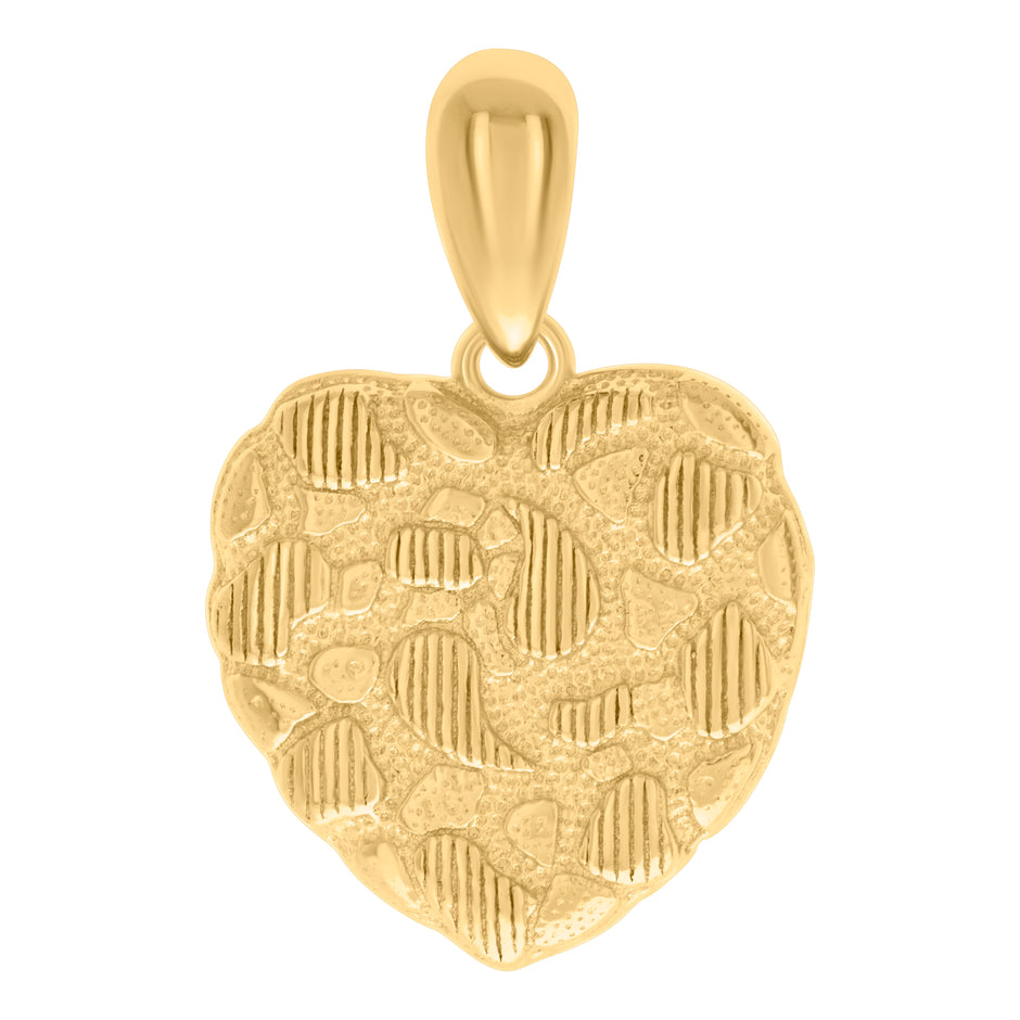 925 Sterling Silver Yellow-tone Womens Nugget Heart Charm Pendant