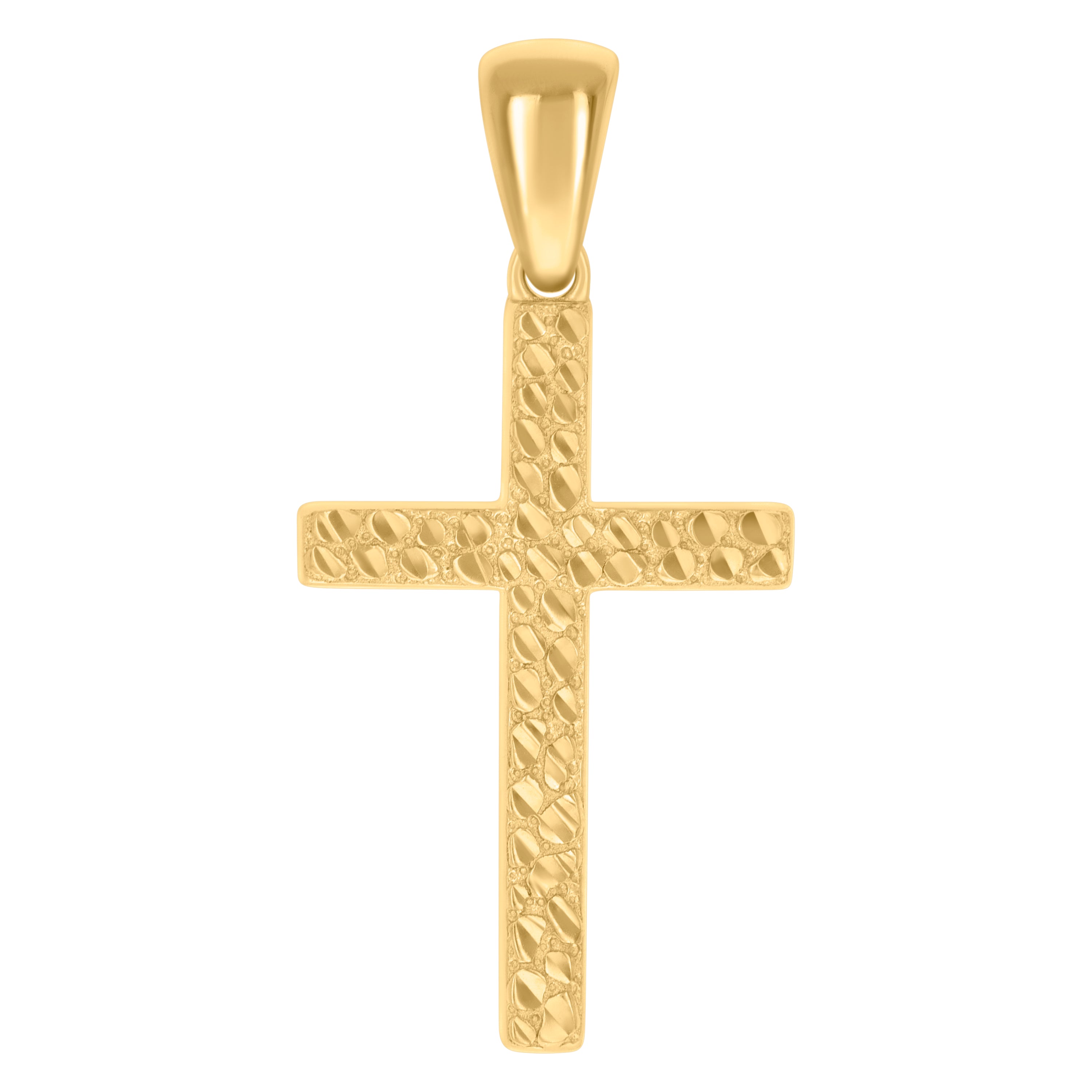 925 Sterling Silver Yellow-tone Mens Nugget Cross Religious Charm Pendant