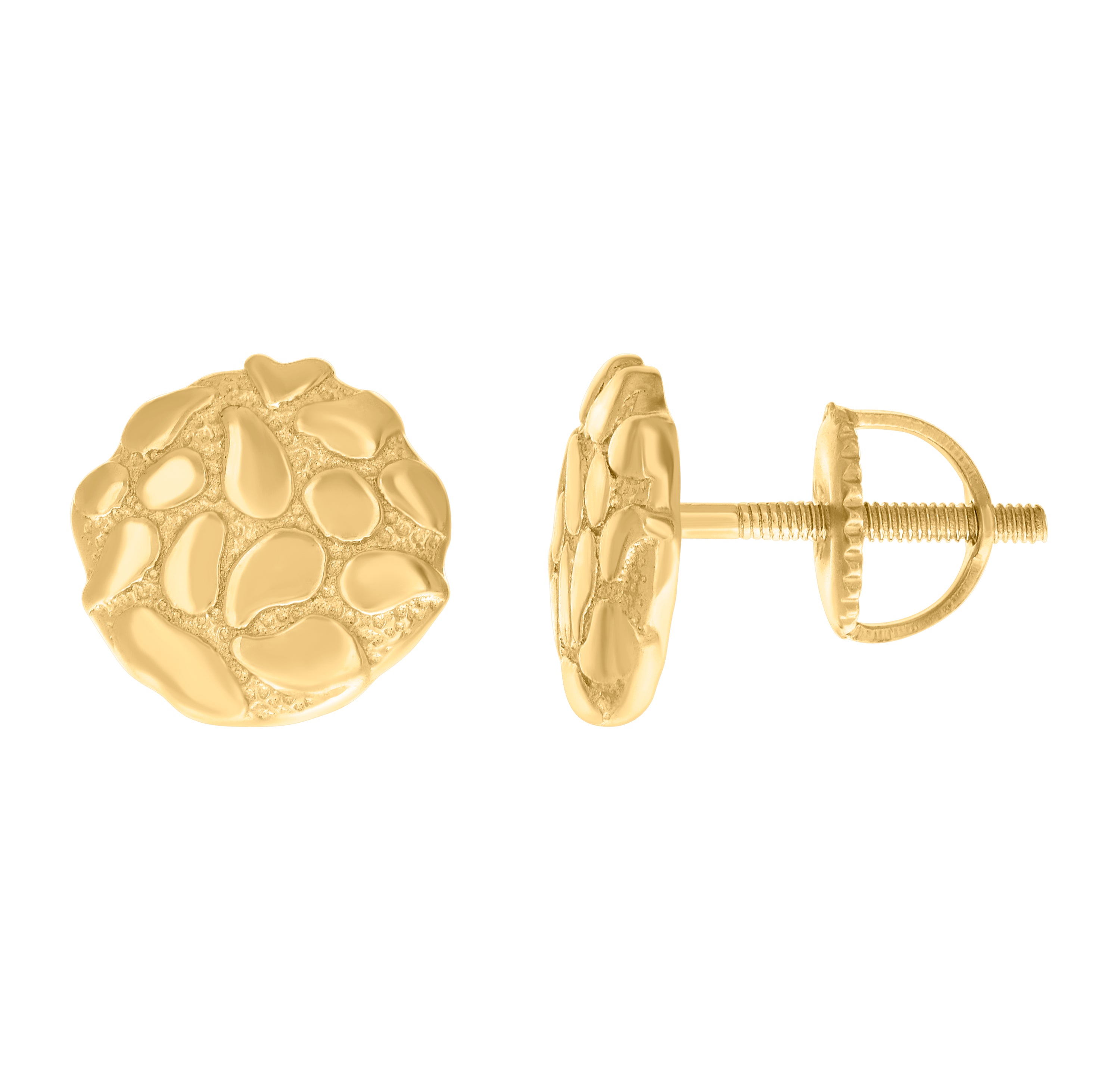 925 Sterling Silver Yellow-tone Womens Nugget Fashion Stud Earrings