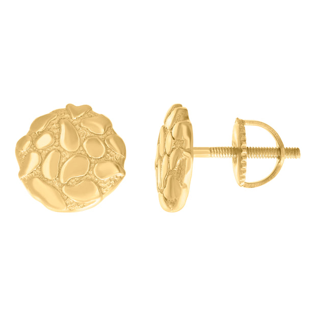 925 Sterling Silver Yellow-tone Womens Nugget Fashion Stud Earrings