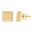 925 Sterling Silver Yellow-tone Womens Cubic-Zirconia Nugget Square Stud Earrings