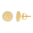 925 Sterling Silver Yellow-tone Womens Cubic-Zirconia Nugget Round Stud Earrings