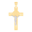14kt Two-tone Gold Mens St. Benedict Crucifix Cross Religious Charm Pendant 