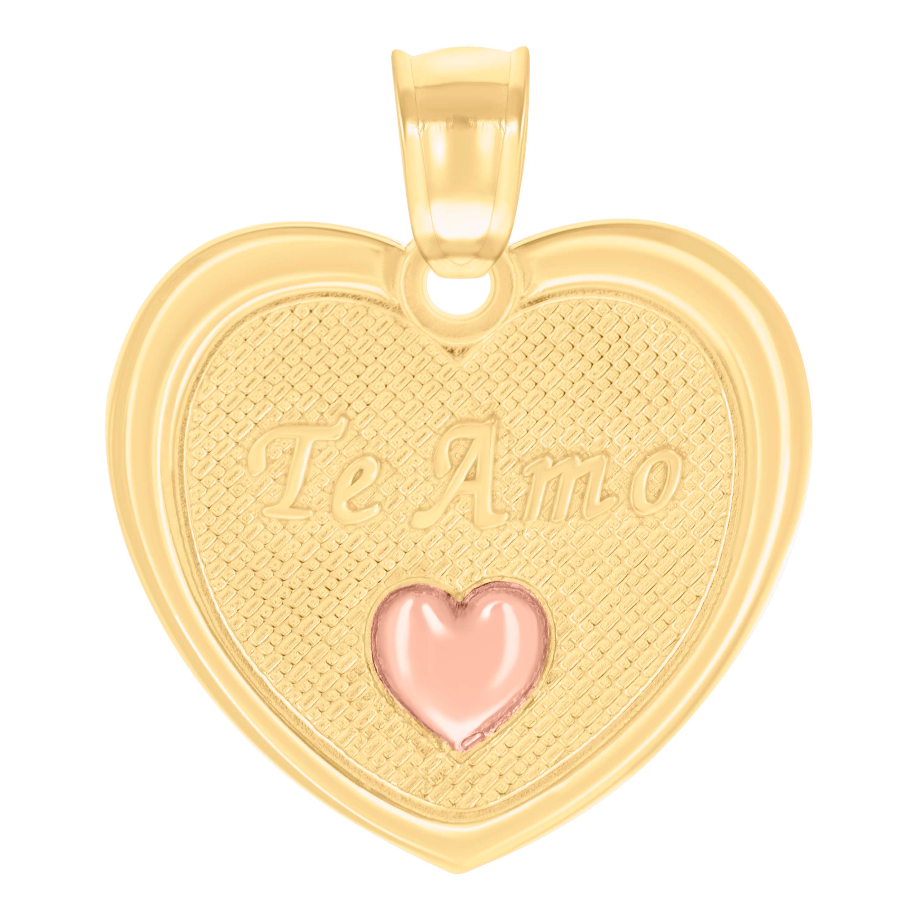 14kt Two-tone Gold Womens Te Amo Heart Charm Pendant 
