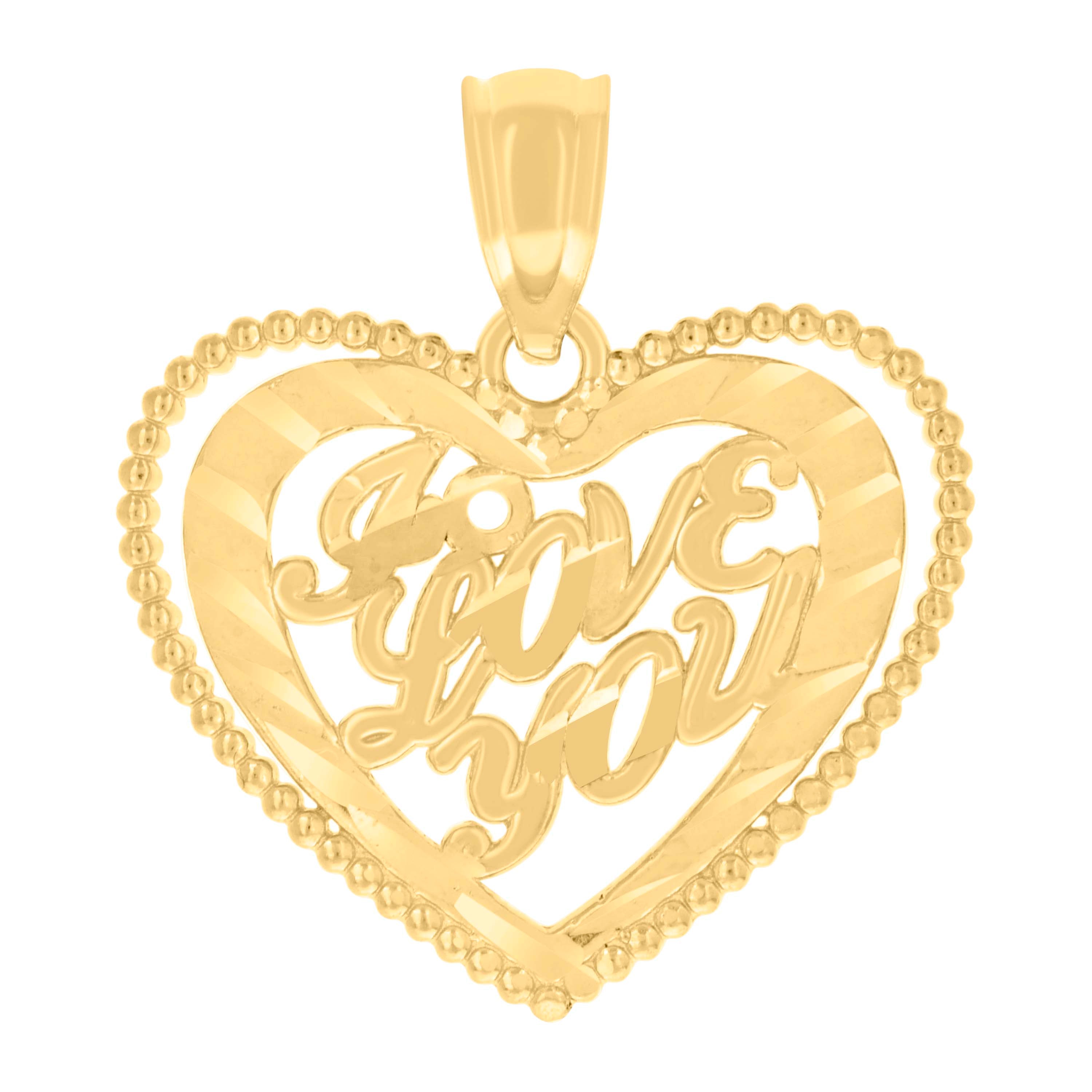 14kt Yellow Gold Womens I Love You Heart Charm Pendant