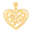 14kt Yellow Gold Womens I Love You Heart Charm Pendant