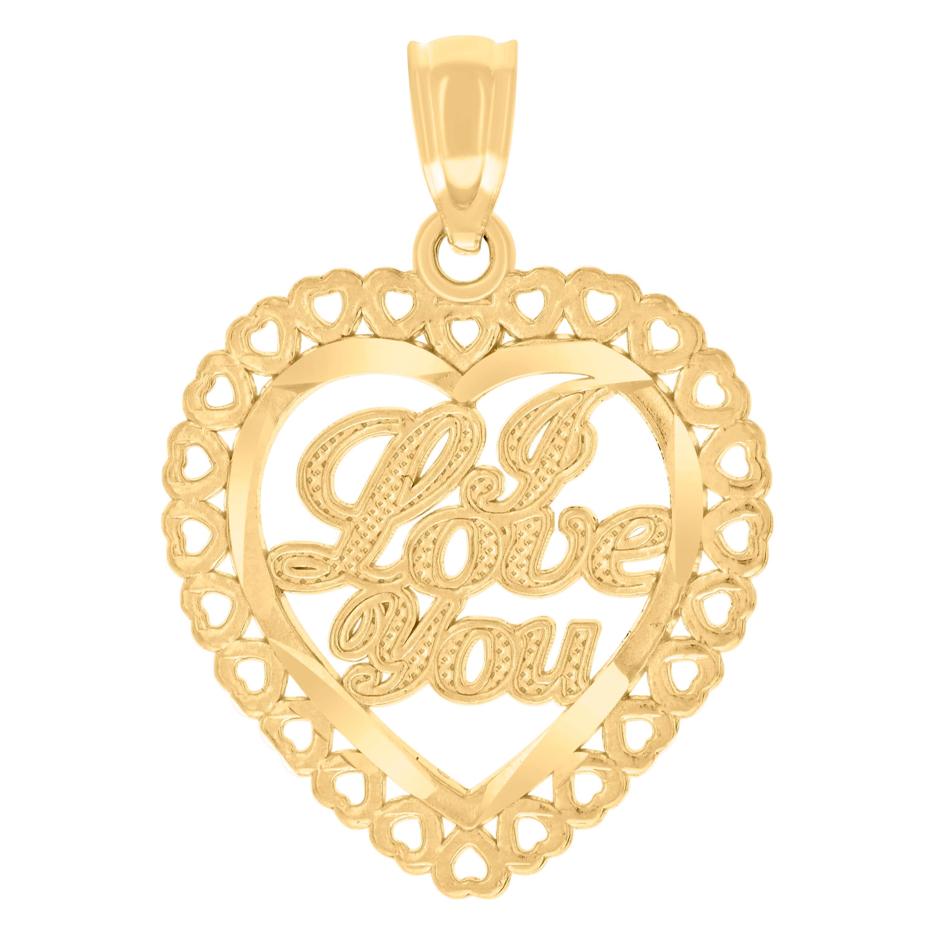 14kt Yellow Gold Womens I Love You Heart Charm Pendant