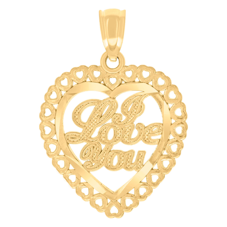 14kt Yellow Gold Womens I Love You Heart Charm Pendant