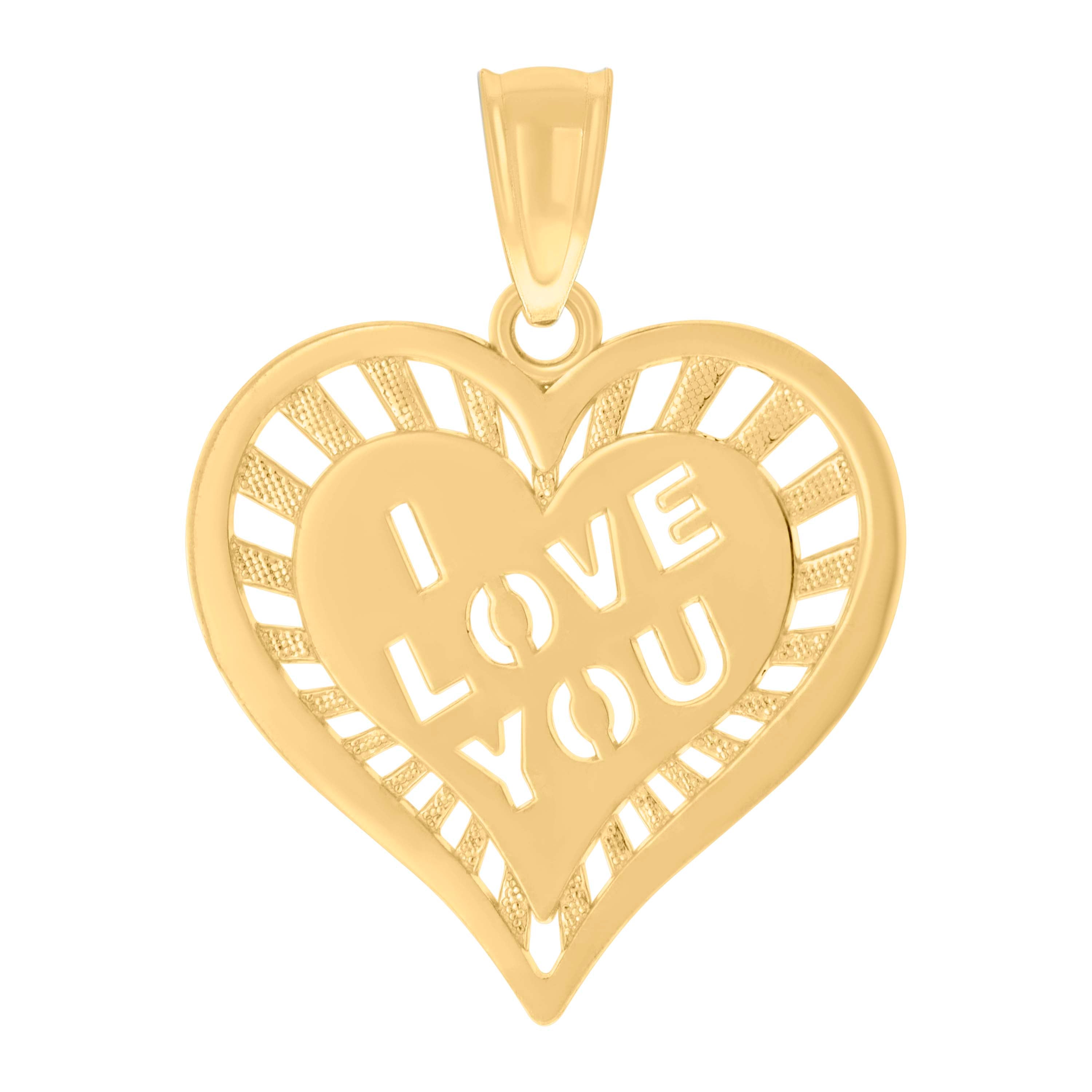 14kt Yellow Gold Womens I Love You Heart Charm Pendant 