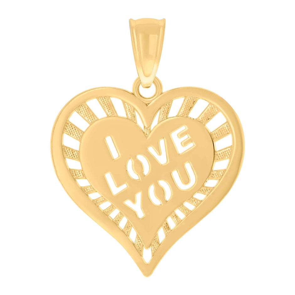 14kt Yellow Gold Womens I Love You Heart Charm Pendant 