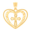 14kt Yellow Gold Womens Cross Heart Charm Pendant