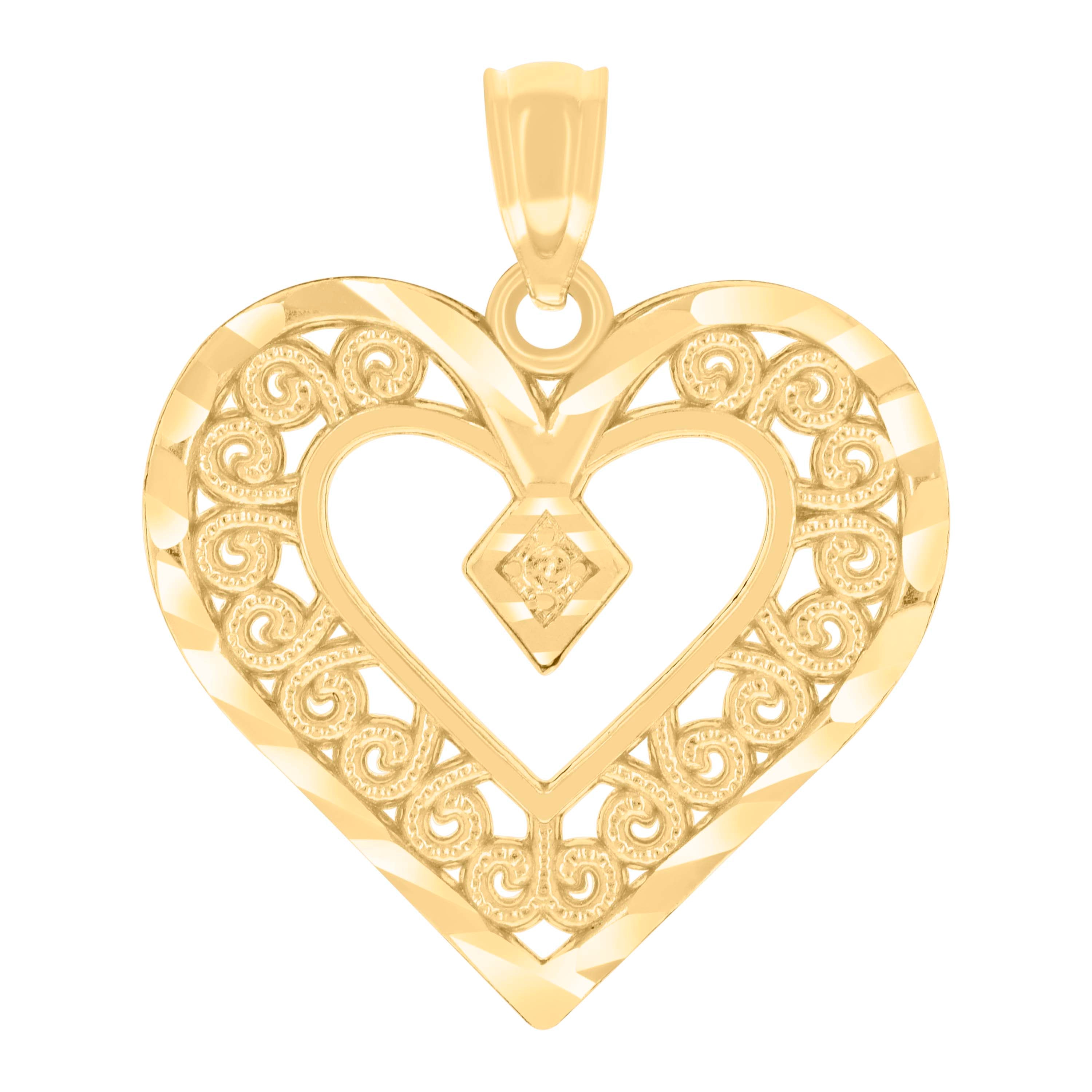 14kt Yellow Gold Womens Heart Charm Pendant