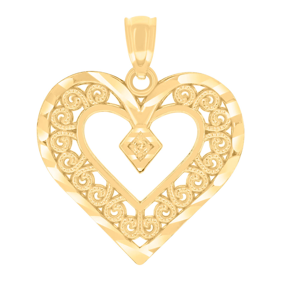 14kt Yellow Gold Womens Heart Charm Pendant