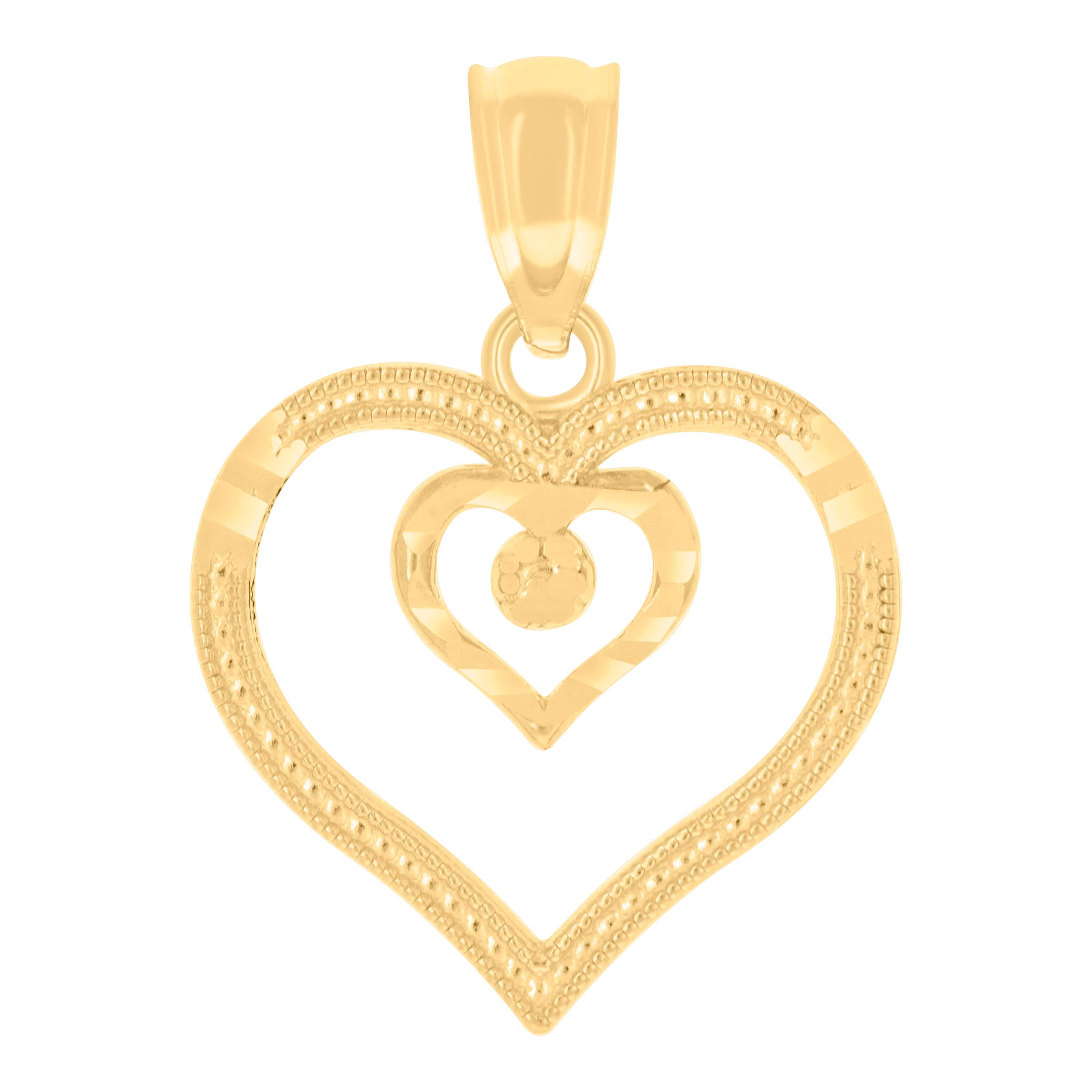 14kt Yellow Gold Womens Heart Charm Pendant 