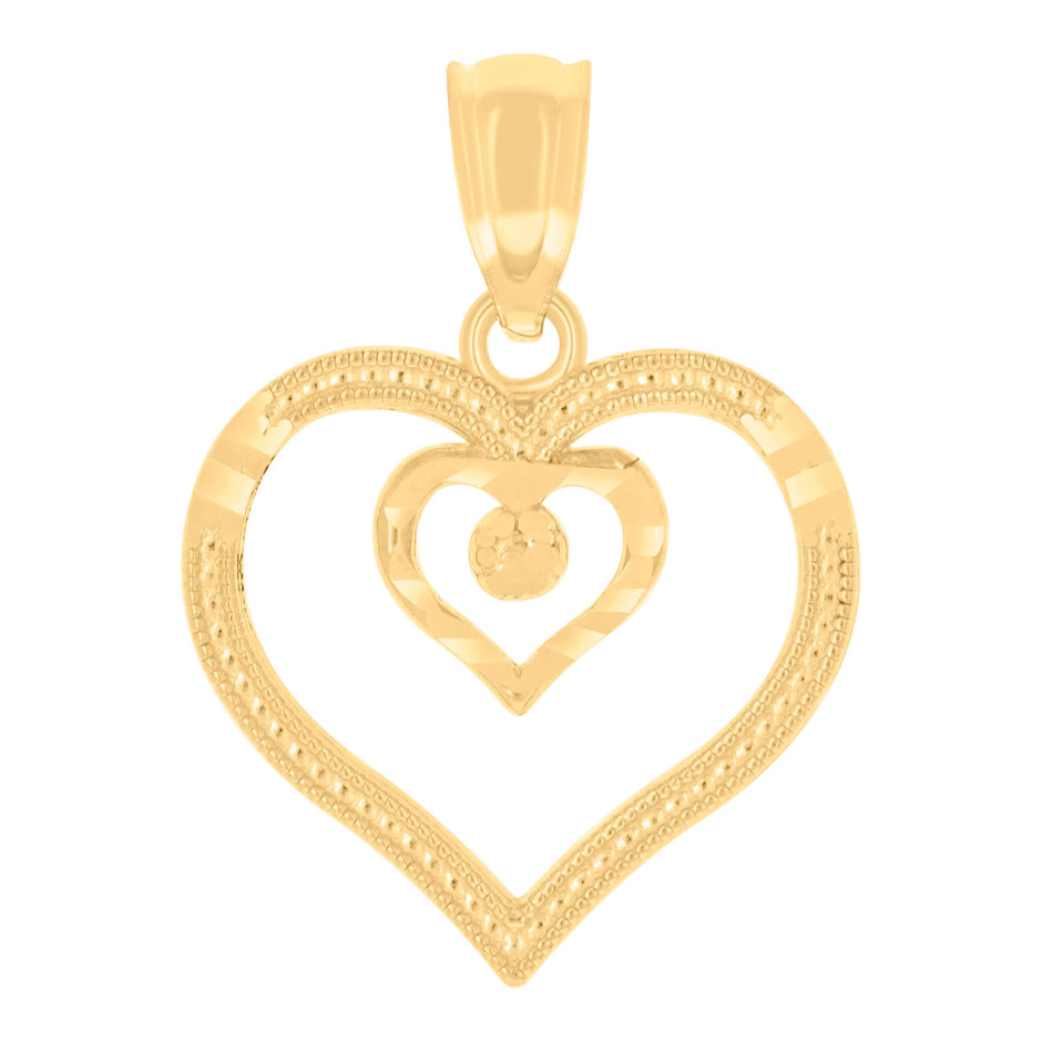 14kt Yellow Gold Womens Heart Charm Pendant 