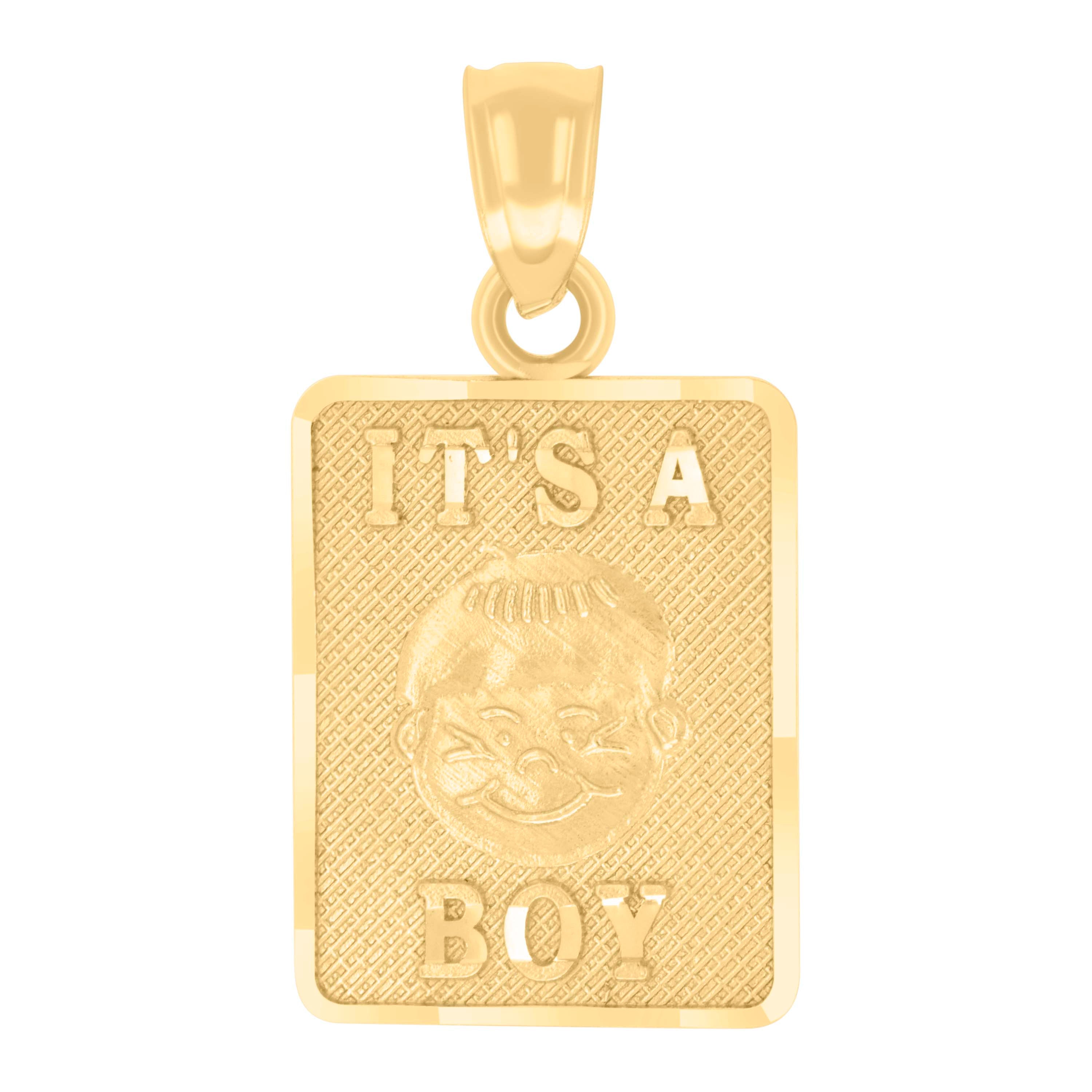 14kt Yellow Gold Womens It’s A Boy Baby Charm Pendant