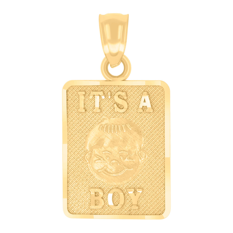 14kt Yellow Gold Womens It’s A Boy Baby Charm Pendant
