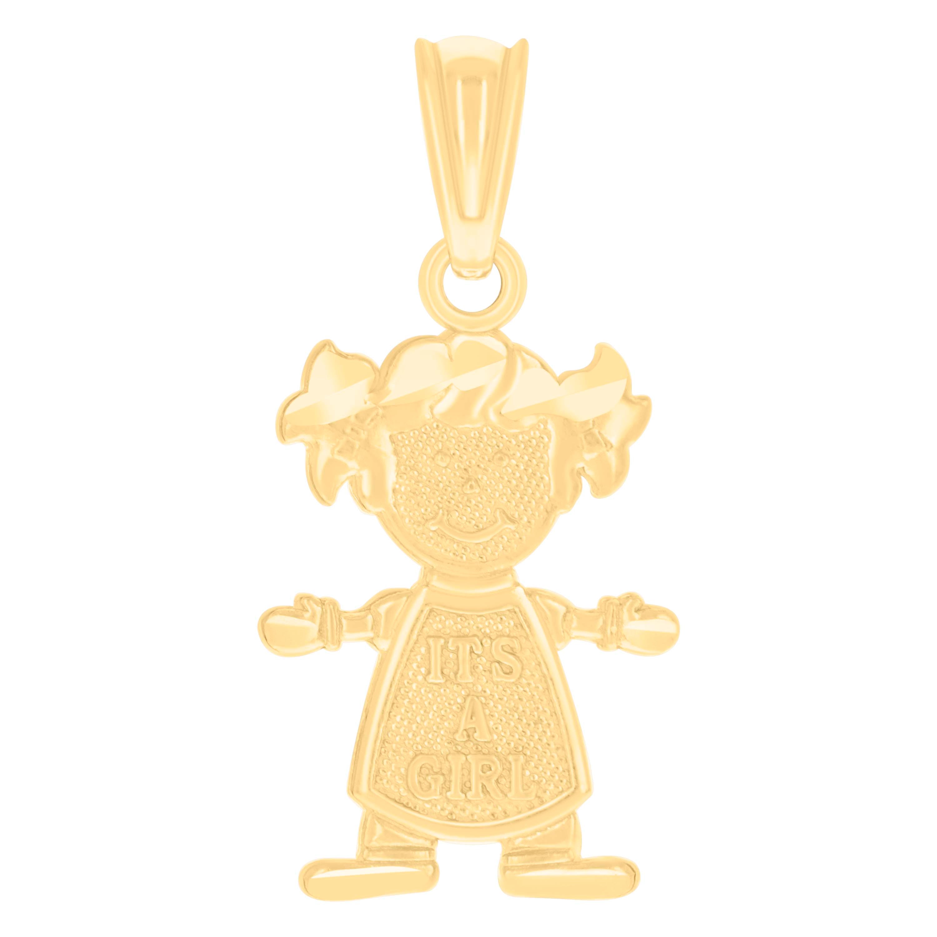 14kt Yellow Gold Womens It's A Girl Baby Charm Pendant 