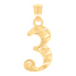 14Kt Yellow Gold Unisex Diamond-cut Nugget Unisex Initial Number 3 Charm Pendant