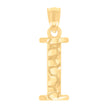 14Kt Yellow Gold Unisex Diamond-cut Nugget Unisex Initial Alphabet I Charm Pendant