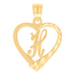14Kt Yellow Gold Unisex Diamond-cut Unisex Initial Alphabet H Heart Charm Pendant