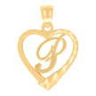 14Kt Yellow Gold Unisex Diamond-cut Unisex Initial Alphabet P Heart Charm Pendant