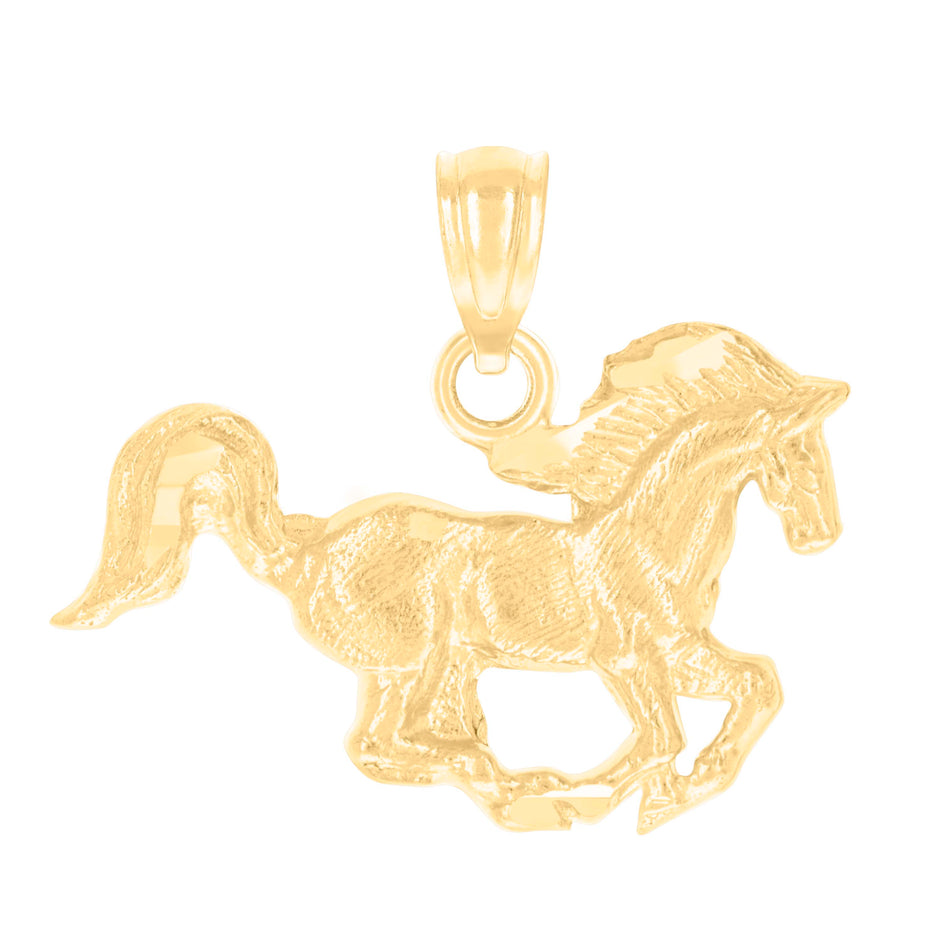 14kt Yellow Gold Unisex Horse Animal Wildlife Charm Pendant 