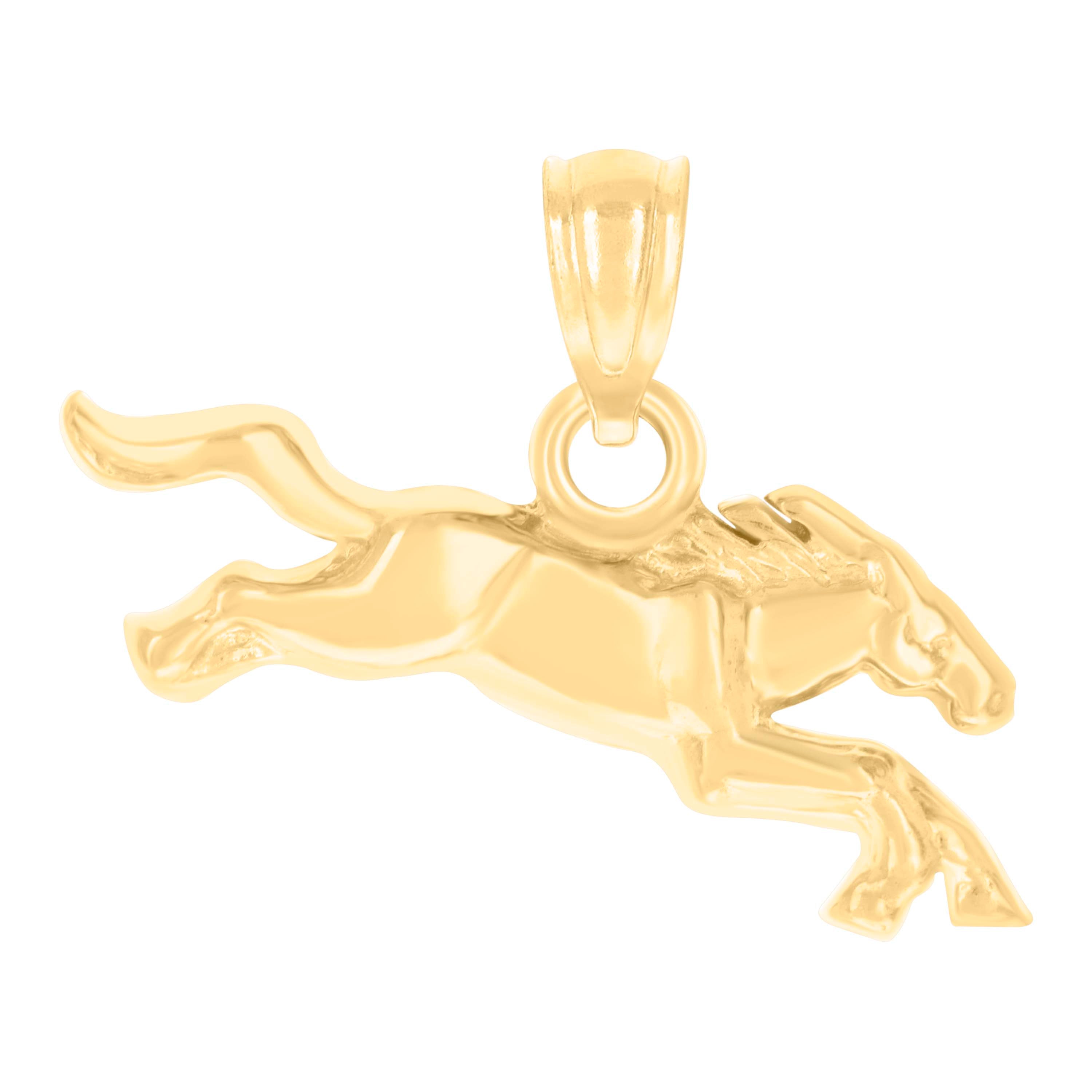 14kt Yellow Gold Unisex Horse Animal Wildlife Charm Pendant 