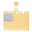 14kt Two-tone Gold Unisex USA FLAG Proud To Be American Patriotism Badge Charm Pendant