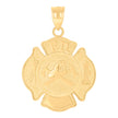 14kt Yellow Gold Mens Fire Department Badge Occupational Charm Pendant