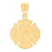 14kt Yellow Gold Mens Fire Department Badge Occupational Charm Pendant